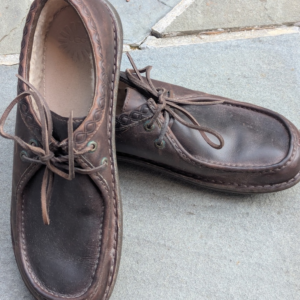 UGG Men's Dark Brown Leather Loafers